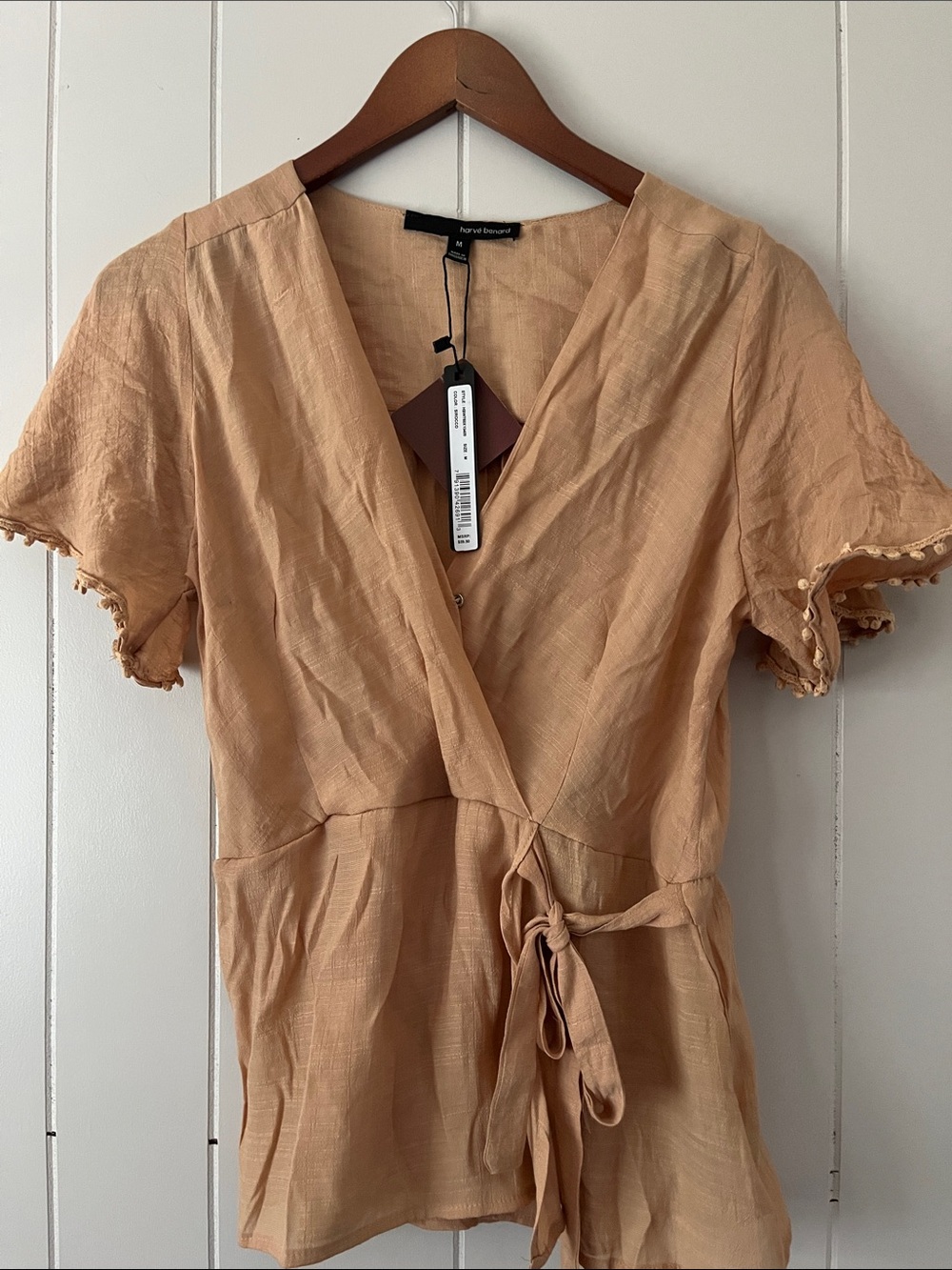 Harve Benard Peach Wrap Short Sleeve Top